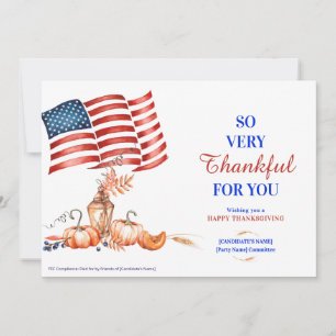 Patriotic Thanksgiving Campaign Donation QR Code Holiday Card