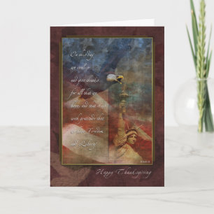 Patriotic Thanksgiving Card with Fall Leaves