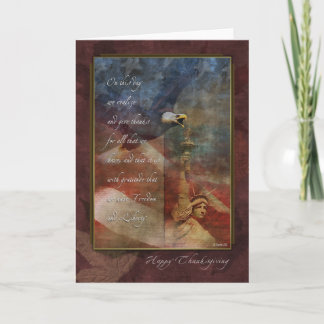 Patriotic Thanksgiving Card with Fall Leaves