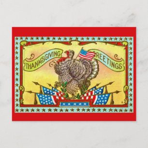 Patriotic Thanksgiving Greeting Postcard