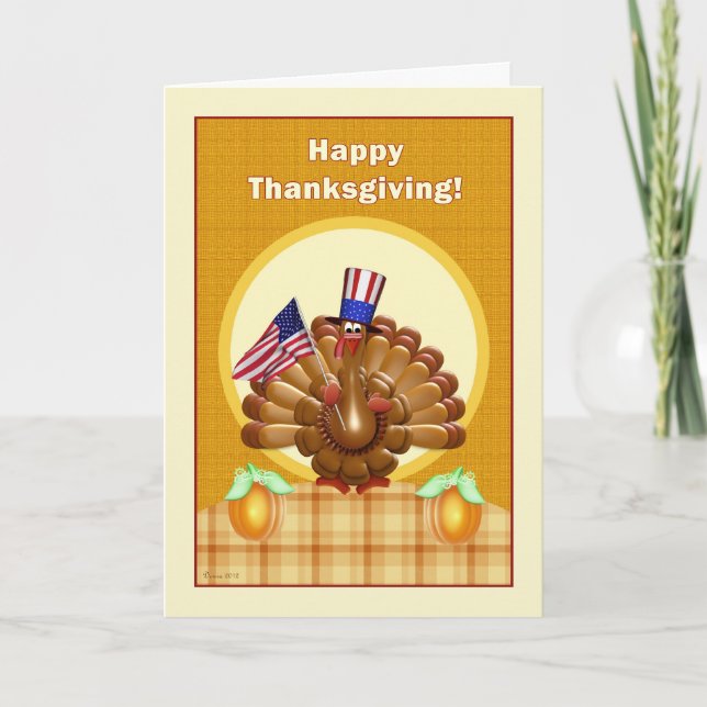 Patriotic Thanksgiving Turkey Greeting Card (Front)
