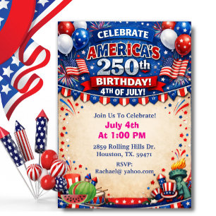 Patriotic Theme 250th America’s 250th BBQ Invitation
