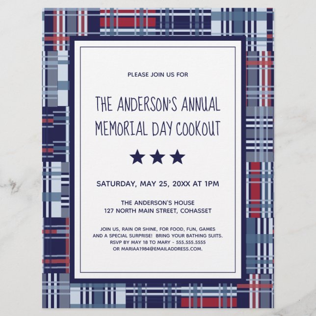 Patriotic Theme Gathering Flyer (Memorial Day etc) (Front)