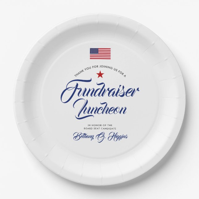 Patriotic Themed American Flag Paper Plate (Front)