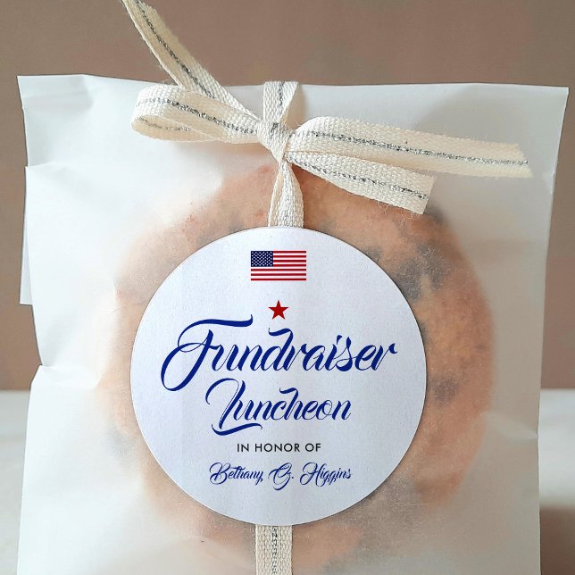Patriotic Themed Event | American Flag Classic Round Sticker (Creator Uploaded)
