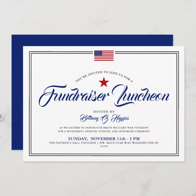 Patriotic Themed  Event American Flag Horizontal   Invitation (Front/Back)