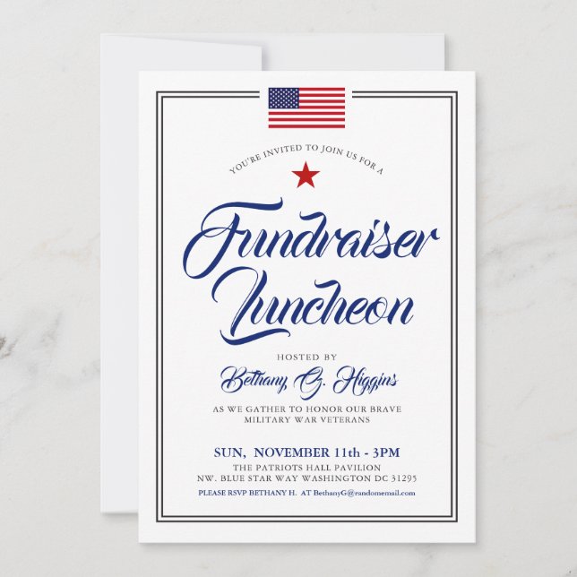 Patriotic Themed  Event American Flag Invitation (Front)