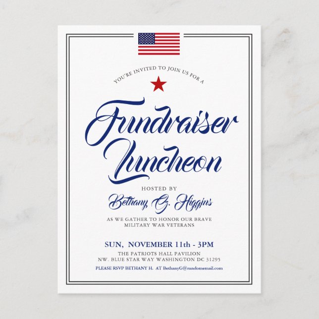 Patriotic Themed  Event American Flag Invitation P Postcard (Front)