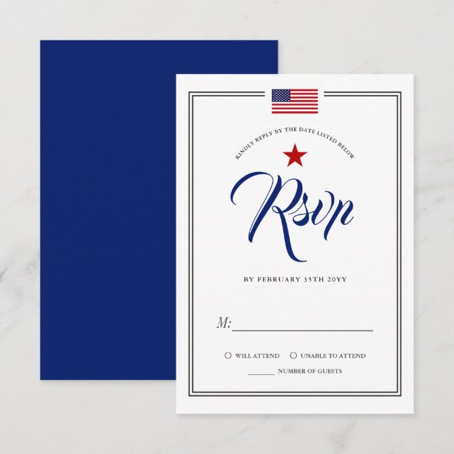 Patriotic Themed Event American Flag RSVP Invitati Invitation (Front/Back)