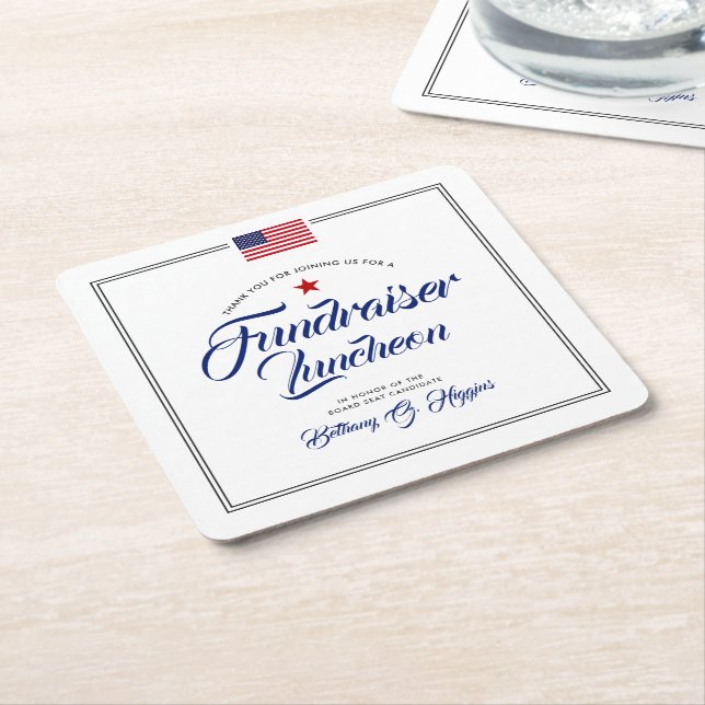 Patriotic Themed Event | American Flag Square Paper Coaster (Angled)