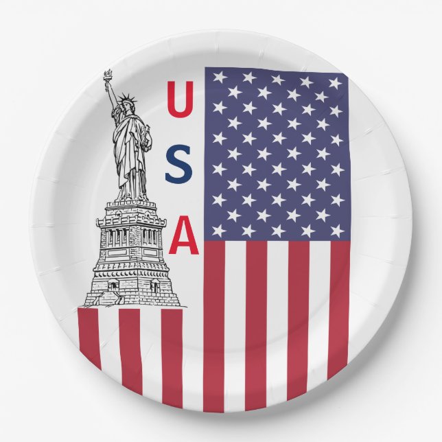 Patriotic Themed Party Paper Plates (Front)