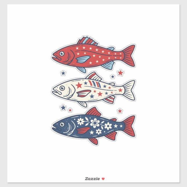 Patriotic Three Fish Vintage Engraving Shirt Desig (Sheet)