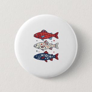 Patriotic Three Fish Vintage Engraving Shirt Desig 6 Cm Round Badge