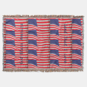 Patriotic Throw Blanket, American Flags Blanket