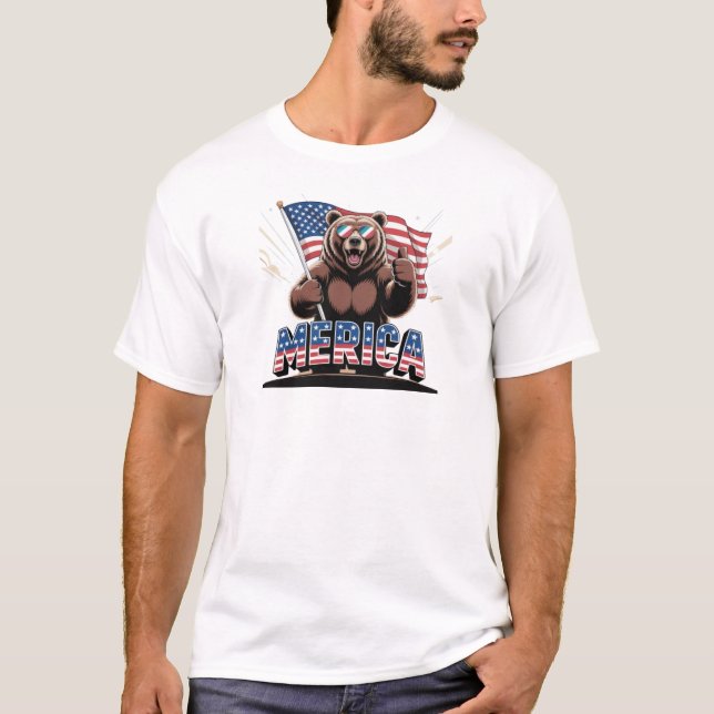 Patriotic Thumbs Up Bear T-Shirt – Fun Americana  (Front)