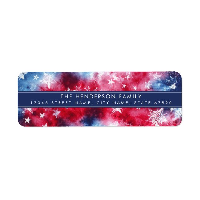 Patriotic Tie-dye Background Return Address Labels (Front)
