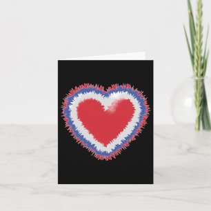 Patriotic Tie Dye Heart In American Flag Colours 4 Card