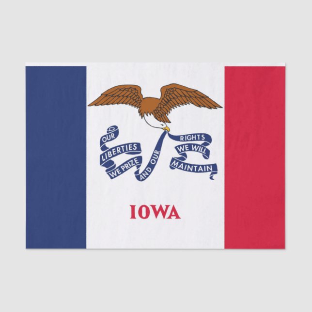 Patriotic tissue paper with flag of Iowa (Front)