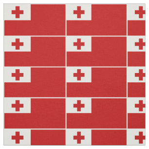 Patriotic Tonga Flag White Border Fabric