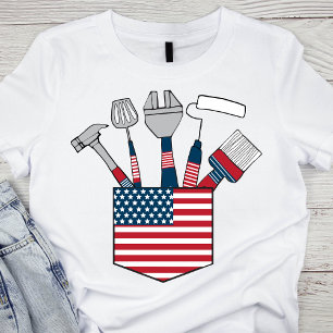 Patriotic Tools in Pocket Labour Day T-Shirt
