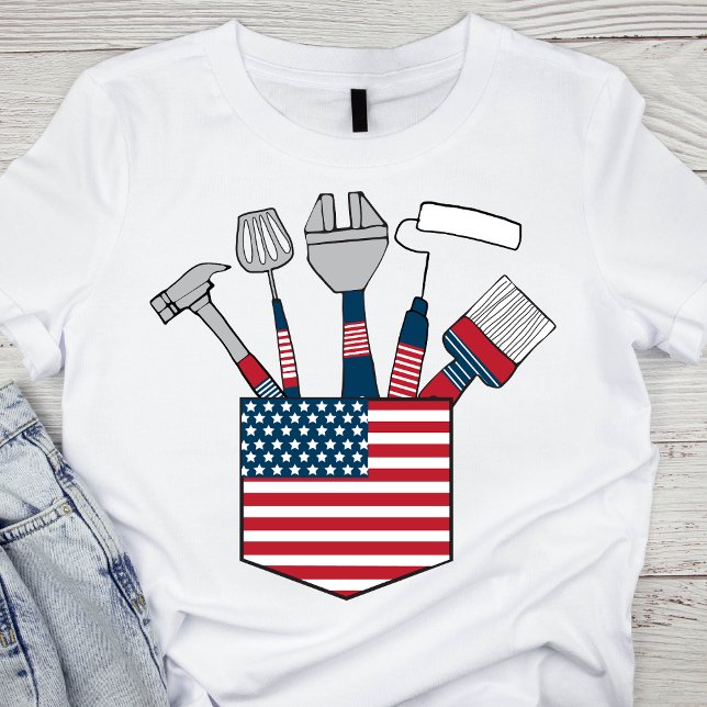 Patriotic Tools in Pocket Labour Day T-Shirt (Creator Uploaded)