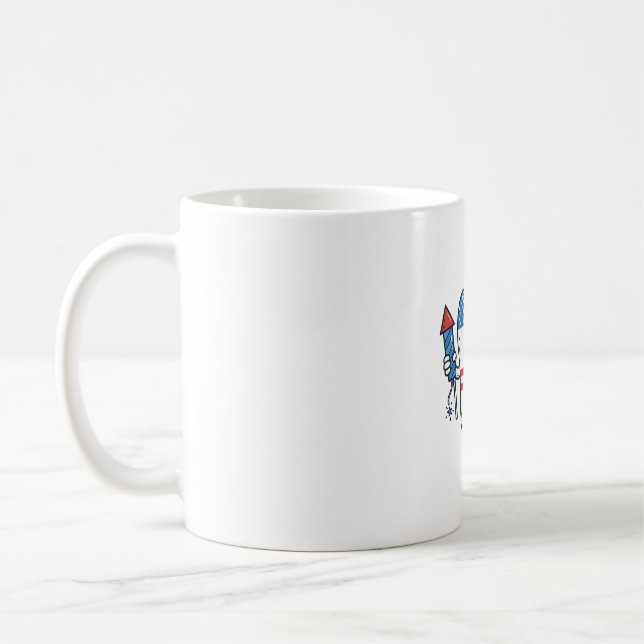 Patriotic Tooth Mascot Fireworks Vector Design_1 Coffee Mug (Left)