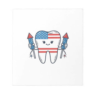Patriotic Tooth Mascot Fireworks Vector Design_1 Notepad