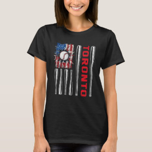Patriotic Toronto Softball US American Flag Baseba T-Shirt
