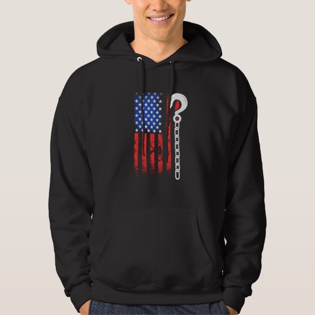 Patriotic Tow Truck Driver American Flag Yellow To Hoodie (Front)