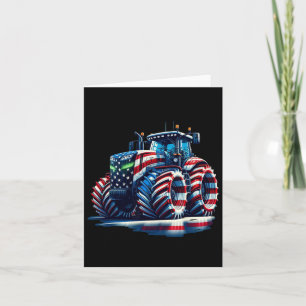Patriotic Tractor American Flag Card