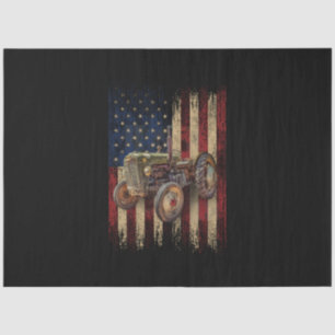 Patriotic Tractor American Flag Tractor Farm Gift Tissue Paper