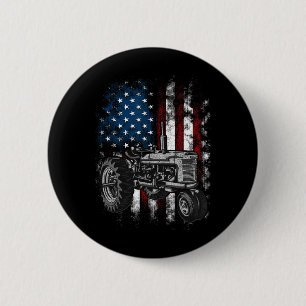 Patriotic Tractor American Flag Tractor Farm Usa F 6 Cm Round Badge