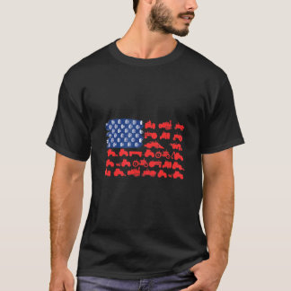 Patriotic Tractor American Flag Tractor Farmer Far T-Shirt