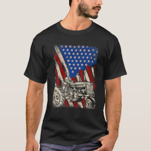 Patriotic Tractor American Flag Tractor Farmer Far T-Shirt