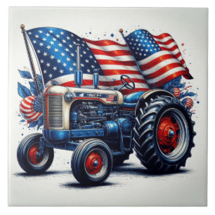 Patriotic Tractor Ceramic Tile