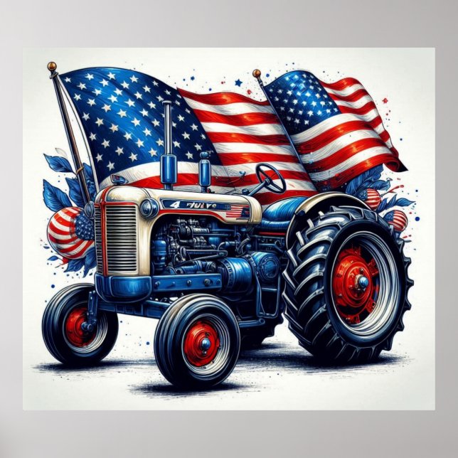 Patriotic Tractor Poster (Front)