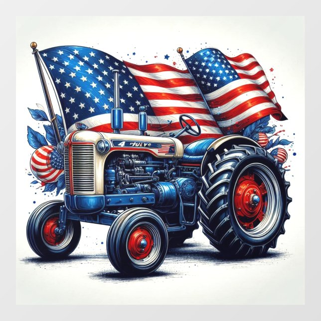 Patriotic Tractor Window Cling (Sheet)