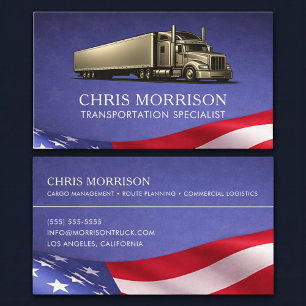 Patriotic Transportation Specialist Truck Trucking Business Card