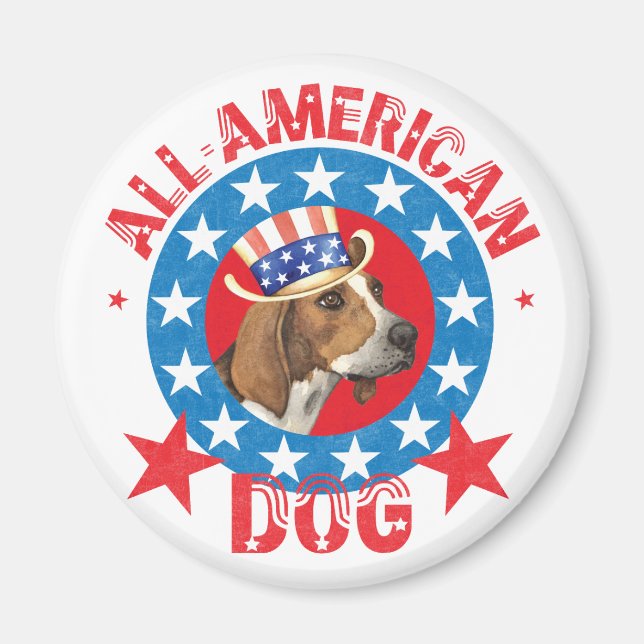 Patriotic Treeing Walker Magnet (Front)