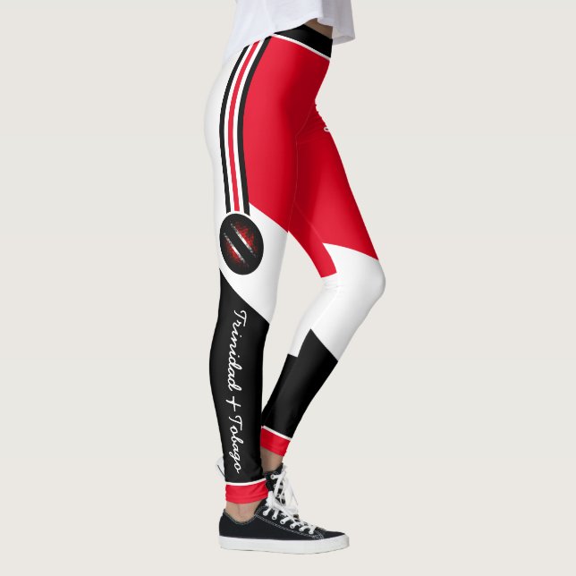 Patriotic Trinidad and Tobago Colours with Name Leggings (Right)