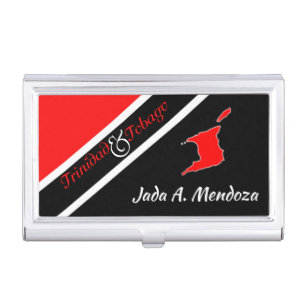 Patriotic Trinidad and Tobago Map with Your Name Business Card Holder