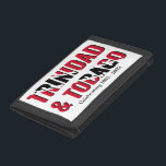 Patriotic TRINIDAD Trifold Wallet<br><div class="desc">Modern, patriotic TRINIDAD Trifold Wallet with CUSTOMIZABLE SAMPLE TEXT. The design shows TRINIDAD & TOBAGO in the well known black striped flag of TRINIDAD. This TRINIDADIAN foldable wallet would be an ideal gift for patriotic TRINIS when out and about on their travels. Matching TRINIDADIAN party supplies and gift ideas are...</div>