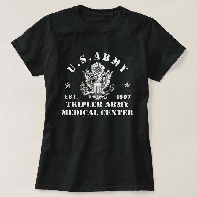 Patriotic Tripler Army Medical Centre Hawaii Hi Ar T-Shirt (Design Front)