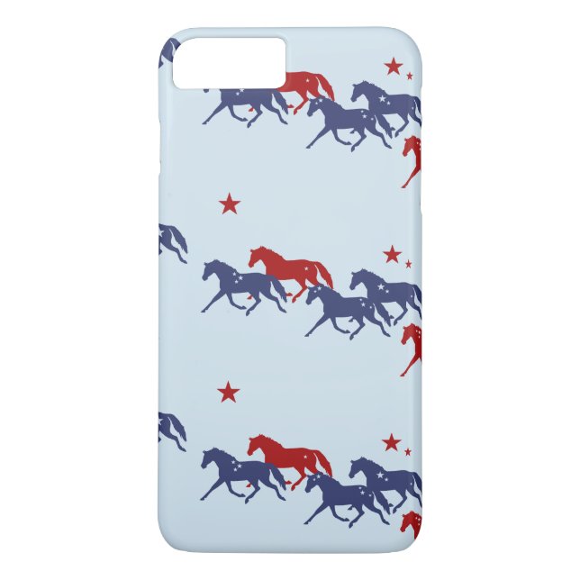Patriotic Trotting Horses Pattern Case-Mate iPhone Case (Back)