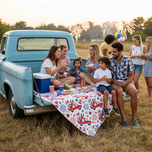 Patriotic truck and fireworks pattern fleece blanket