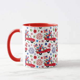 Patriotic truck and fireworks pattern  mug