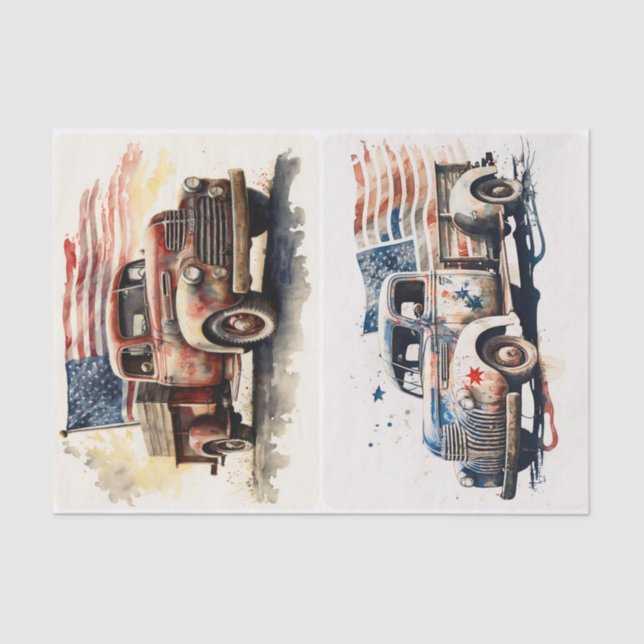 Patriotic Truck Tissue Paper (Front)