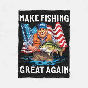 Patriotic Trump Fisher Make Fishing Great Again Su Fleece Blanket
