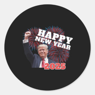 Patriotic Trump Happy New Year 2025 Conservative D Classic Round Sticker
