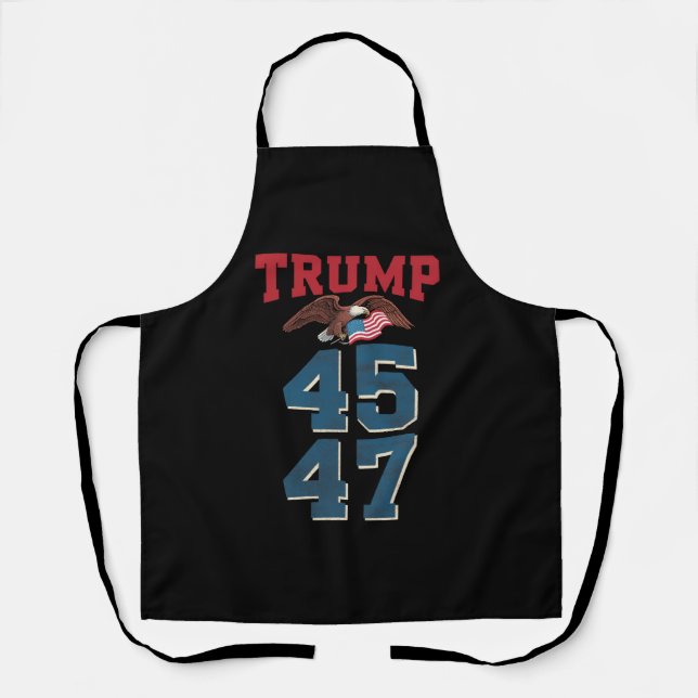 Patriotic Trump Won 45 and 47 Victory Winner Trump Apron (Front)